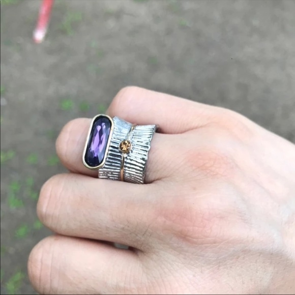 *NEW*Vintage Silver Filled Big Cool Amethyst Ring - Picture 4 of 5